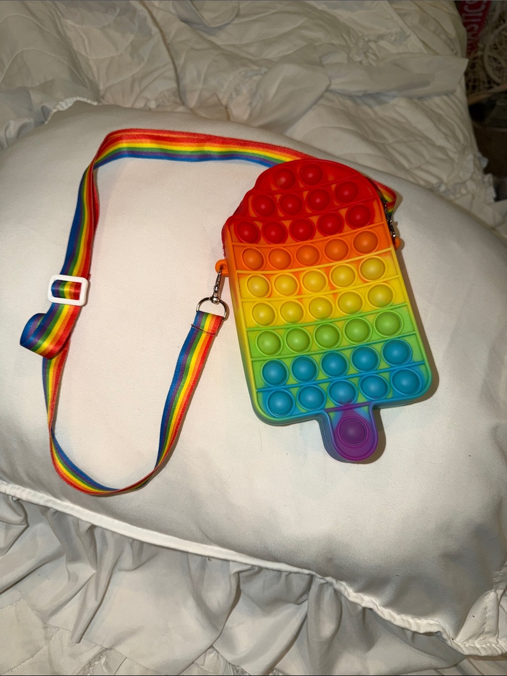 Rainbow Popsicle Kids Crossbody Bag with Pop-It Fidget Surface